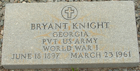 Bryant Knight's military footstone